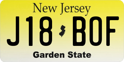 NJ license plate J18BOF