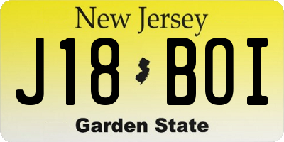 NJ license plate J18BOI