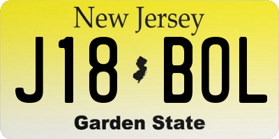 NJ license plate J18BOL