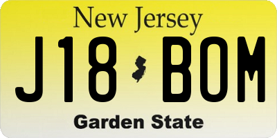 NJ license plate J18BOM