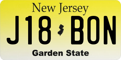 NJ license plate J18BON