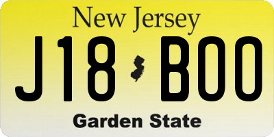NJ license plate J18BOO