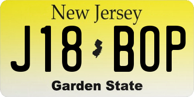 NJ license plate J18BOP