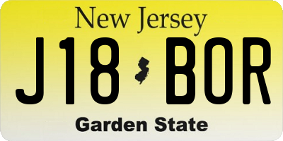 NJ license plate J18BOR