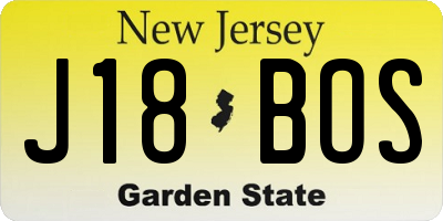NJ license plate J18BOS