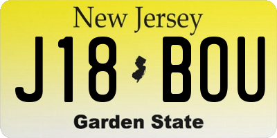 NJ license plate J18BOU