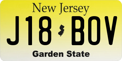 NJ license plate J18BOV