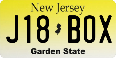 NJ license plate J18BOX