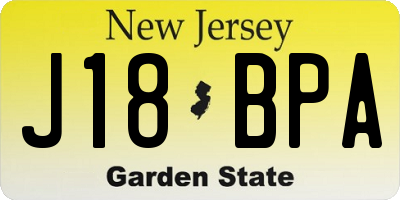 NJ license plate J18BPA