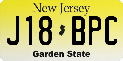 NJ license plate J18BPC