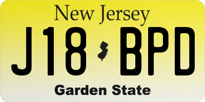 NJ license plate J18BPD