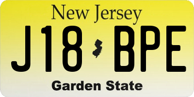 NJ license plate J18BPE