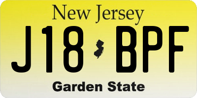 NJ license plate J18BPF