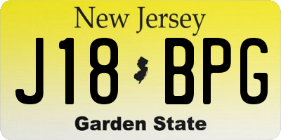 NJ license plate J18BPG