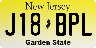NJ license plate J18BPL