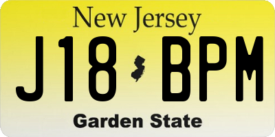 NJ license plate J18BPM