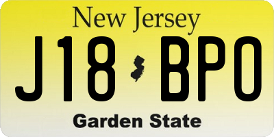 NJ license plate J18BPO