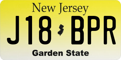 NJ license plate J18BPR