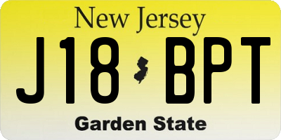 NJ license plate J18BPT