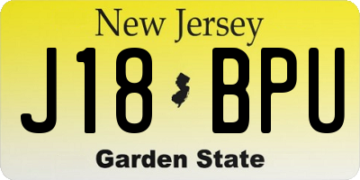 NJ license plate J18BPU