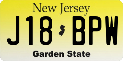 NJ license plate J18BPW