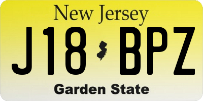 NJ license plate J18BPZ