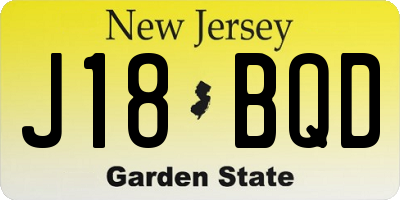 NJ license plate J18BQD