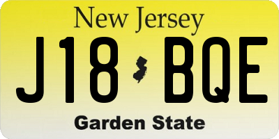 NJ license plate J18BQE