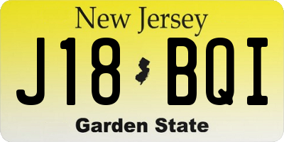 NJ license plate J18BQI