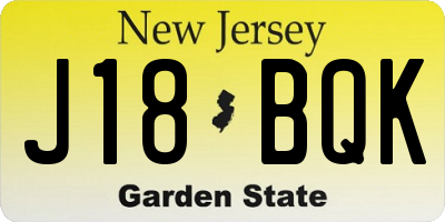 NJ license plate J18BQK
