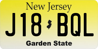 NJ license plate J18BQL
