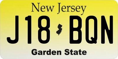 NJ license plate J18BQN