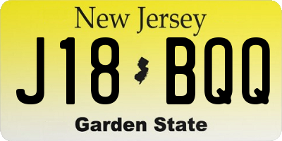 NJ license plate J18BQQ