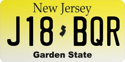 NJ license plate J18BQR