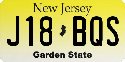 NJ license plate J18BQS