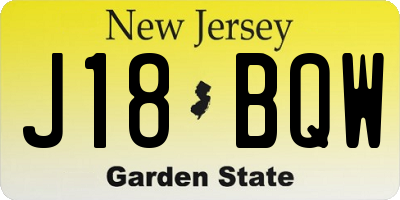 NJ license plate J18BQW