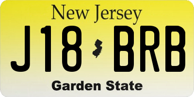 NJ license plate J18BRB