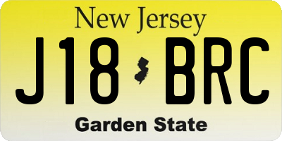 NJ license plate J18BRC