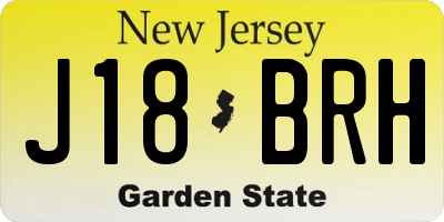 NJ license plate J18BRH