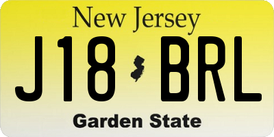 NJ license plate J18BRL