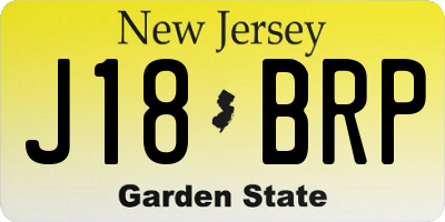NJ license plate J18BRP