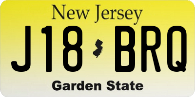NJ license plate J18BRQ