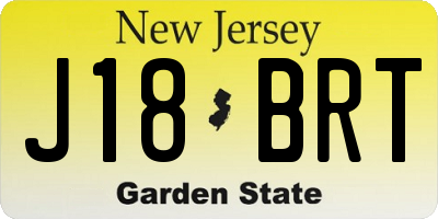 NJ license plate J18BRT