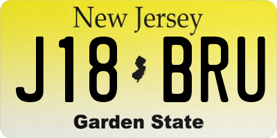 NJ license plate J18BRU