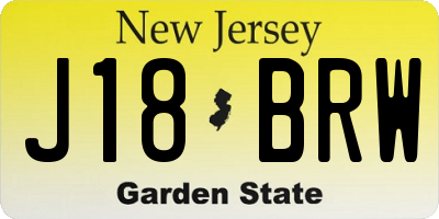 NJ license plate J18BRW