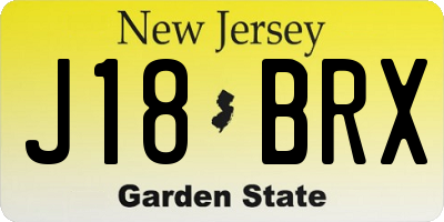 NJ license plate J18BRX
