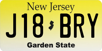NJ license plate J18BRY