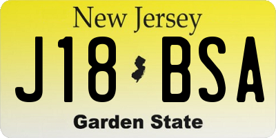 NJ license plate J18BSA