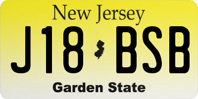 NJ license plate J18BSB