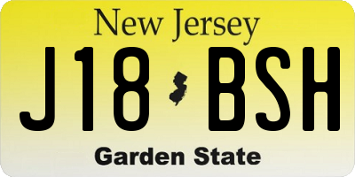 NJ license plate J18BSH